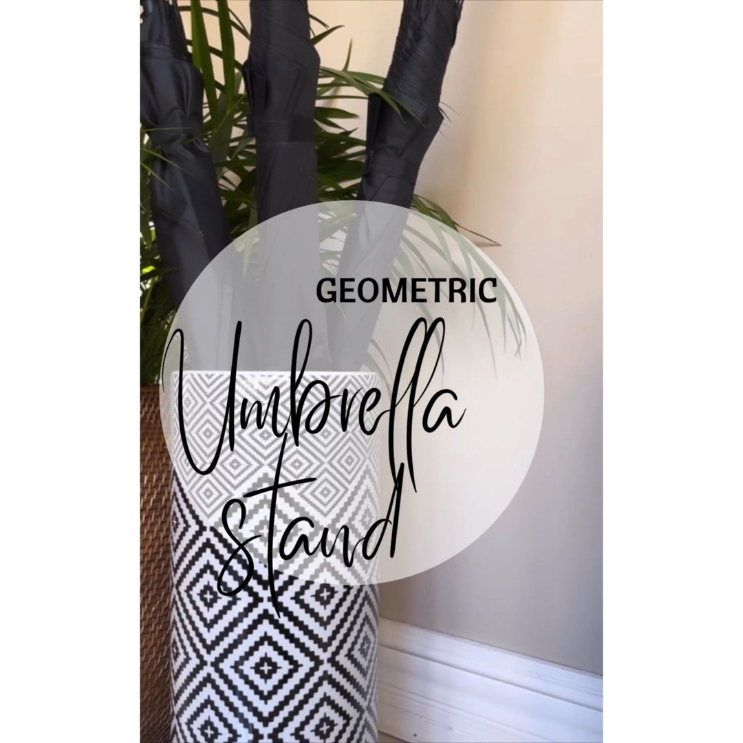 Umbrella Stand Geometric Ceramic Black and White