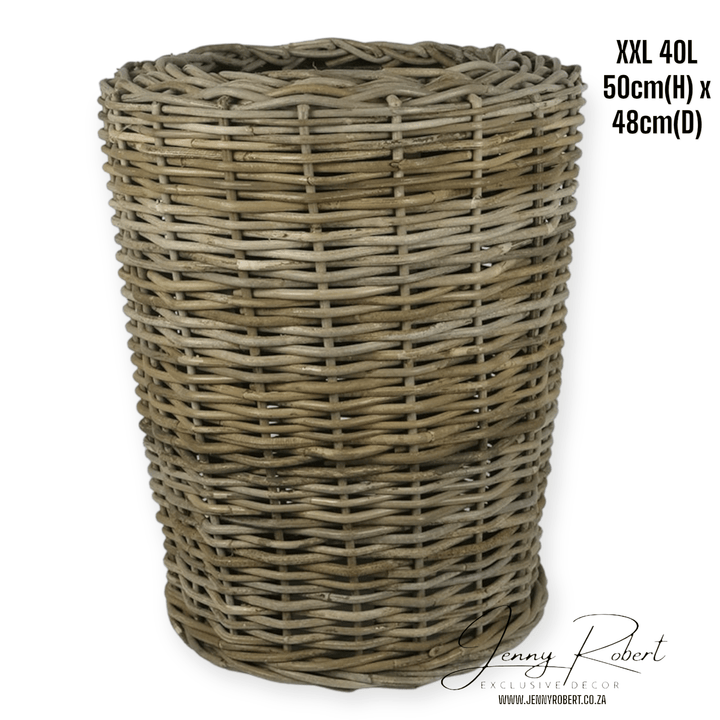 Rattan Planters With Liners Thick Rattan Grey