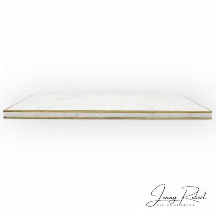 Marble and Brass Flat Rectangular Tray (31cm)