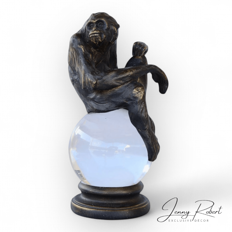 Monkey on Crystal Ball with Base Objet (25cm)