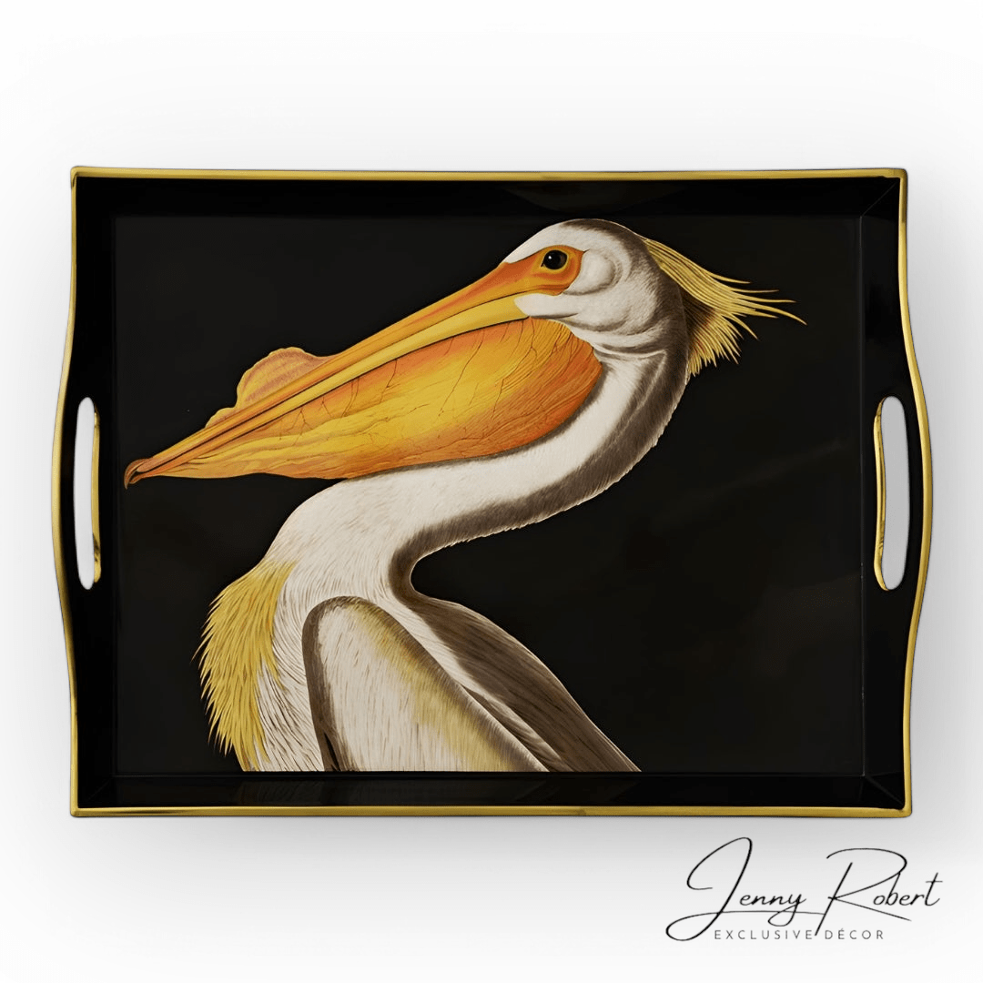 Glass Tray Rectangular White Pelican S/2