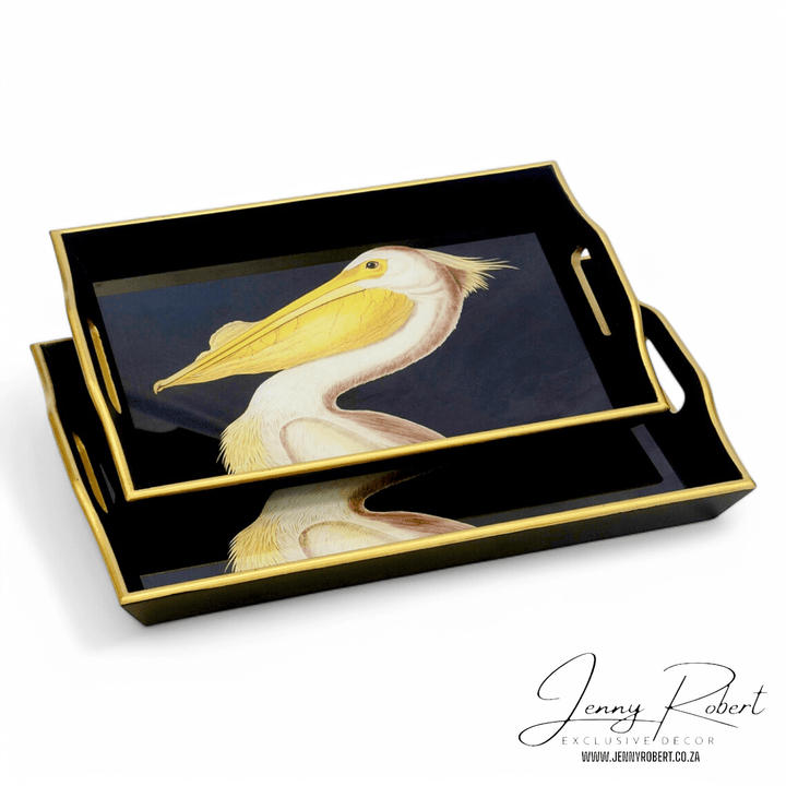 Glass Tray Rectangular White Pelican S/2