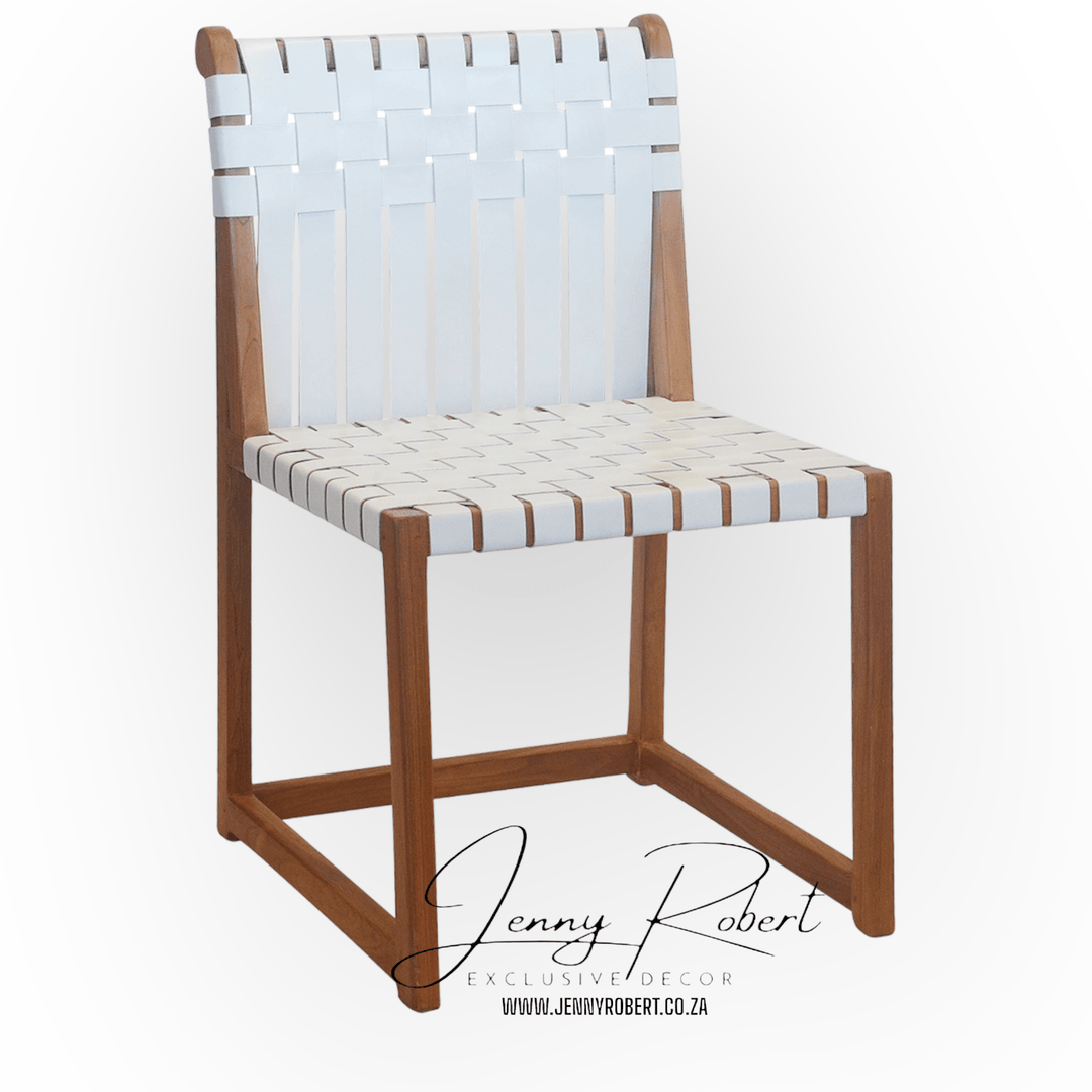 White Lyndon Leather Dining Chair