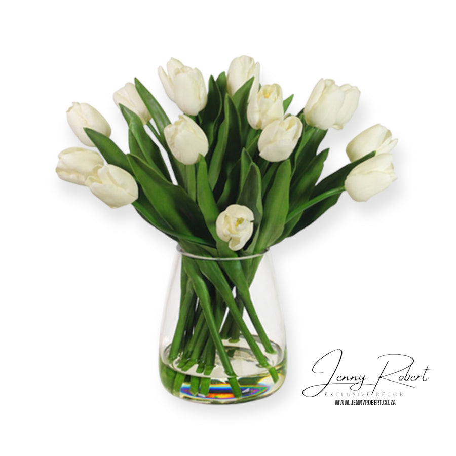 Full Tulip Bouquet Arrangement White