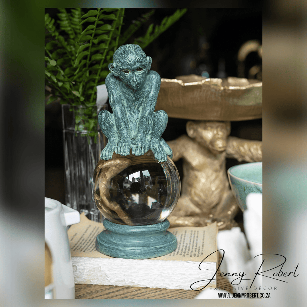 Monkey on Crystal Ball Jade (25cm)