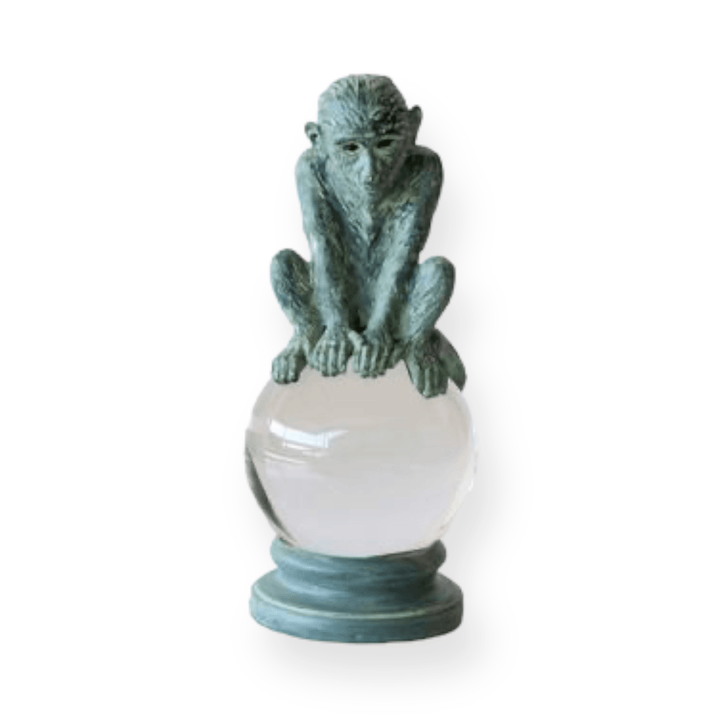 Monkey on Crystal Ball Sea Green (25cm)