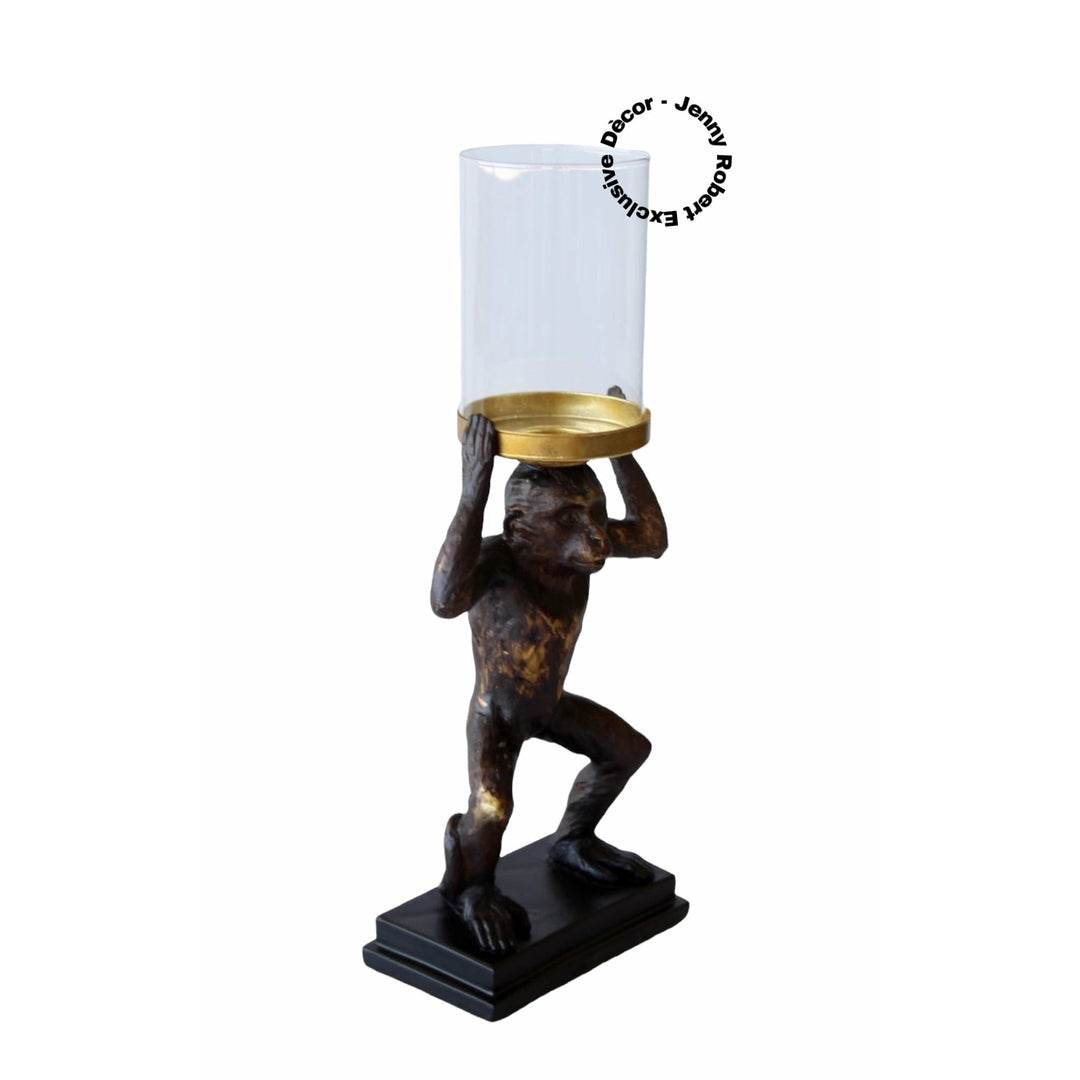 Monkey Candle Holder Tall Standing on Resin Base (45,5cm)