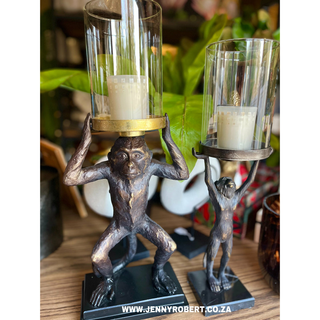 Monkey Candle Holder Tall Standing on Resin Base (45,5cm)