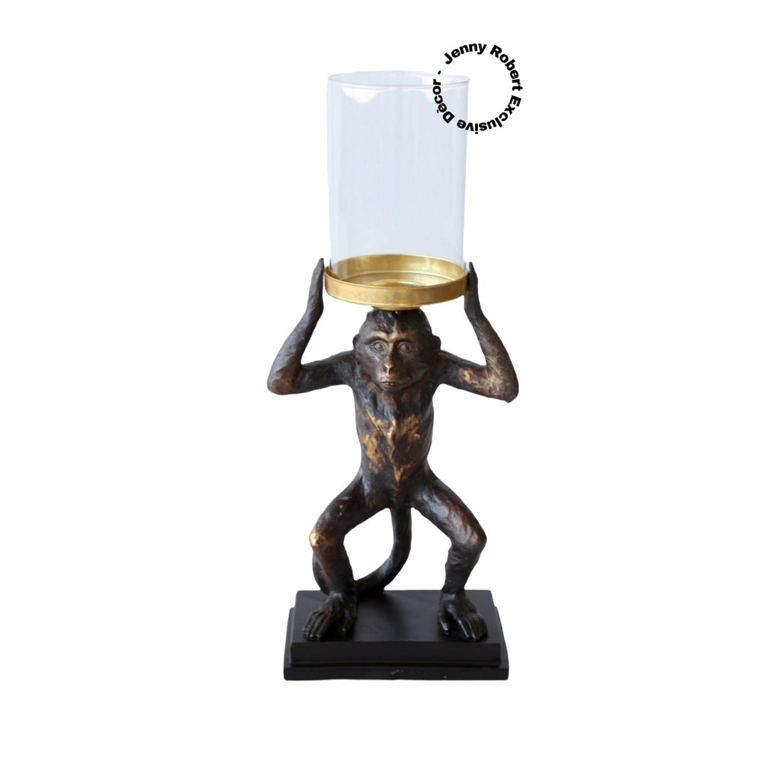 Monkey Candle Holder Tall Standing on Resin Base (45,5cm)